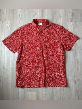 Banana Republic Red Paisley Short-Sleeve Button-Down Shirt